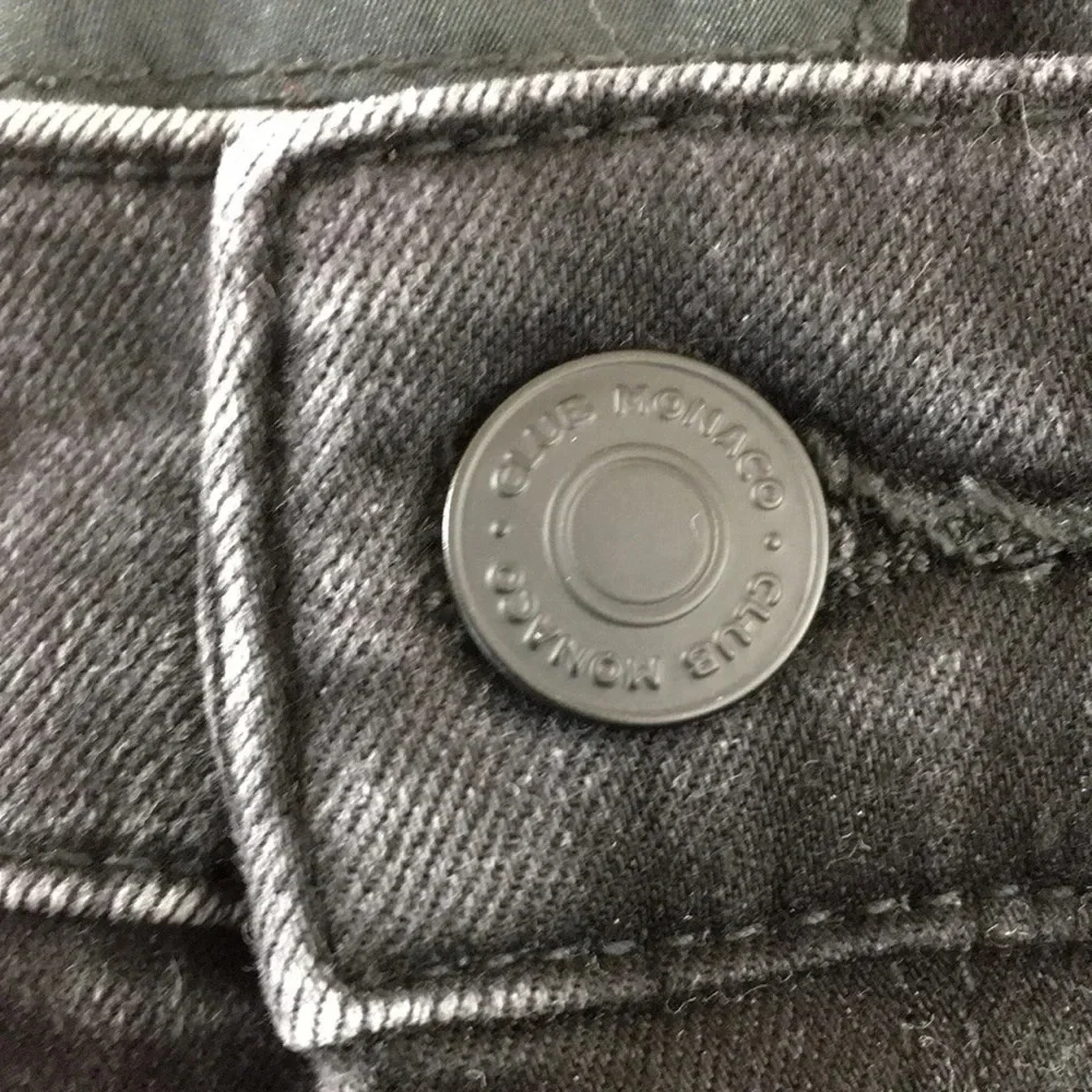 Club Monaco‎ High Rise Skinny Jeans Womens 26 Black Raw Hem Cotton Denim Ankle